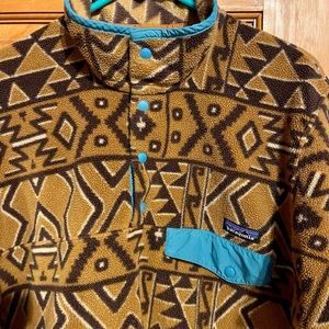 PATAGONIA SNAP T FLEECE SYNCHILLA AZTEC TRIBAL PRINT PULLOVER MENS SZ Small